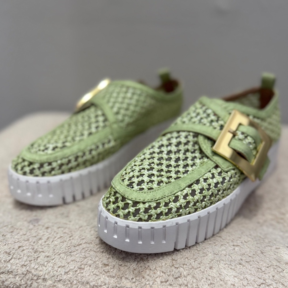 Silent D Green Woven Mesh Platform Sneakers Boho Cottagecore EU 39 8.5 NEW